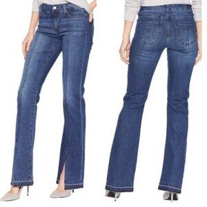 LIVERPOOL Bootcut Jeans with Seams Down Front and Split In Montauk Mid Blue